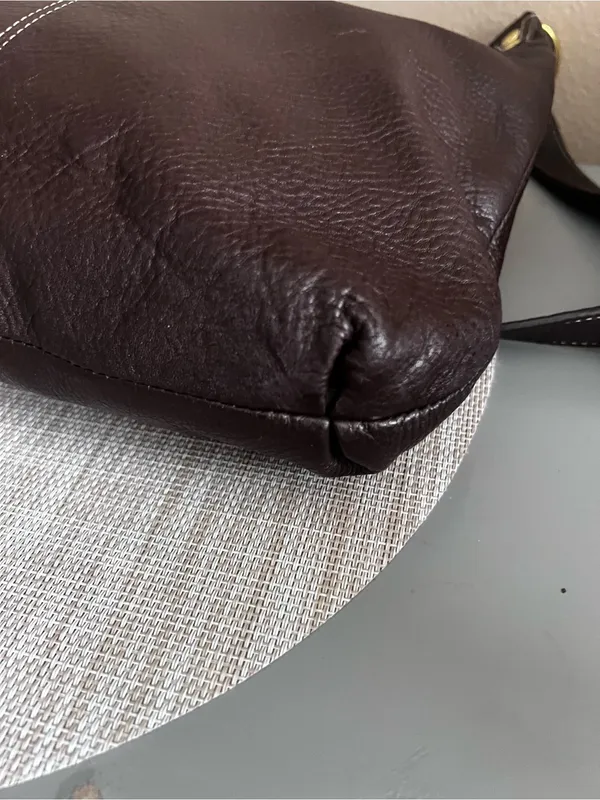 Coach Dark Brown Pebbled Leather Bag with Gold Hardware - Image 4