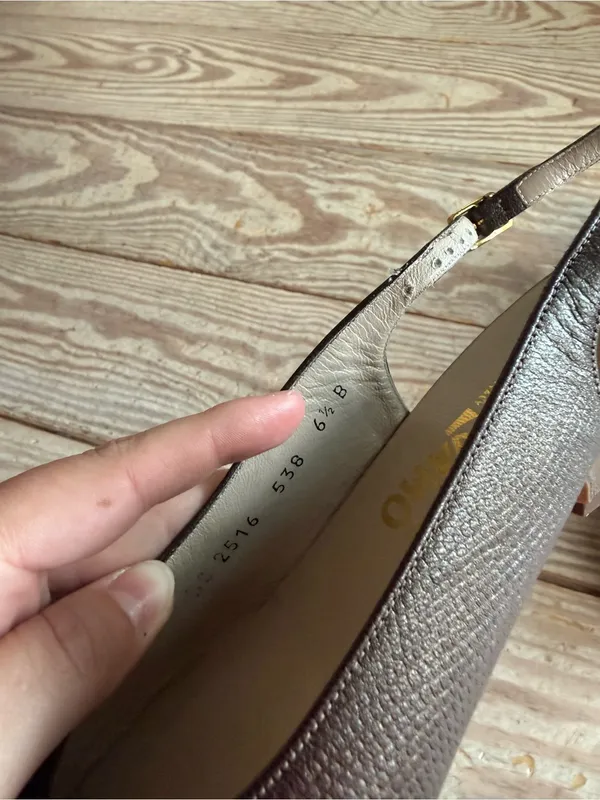 Salvatore Ferragamo Metallic Slingback Pumps size 6.5 - Image 5