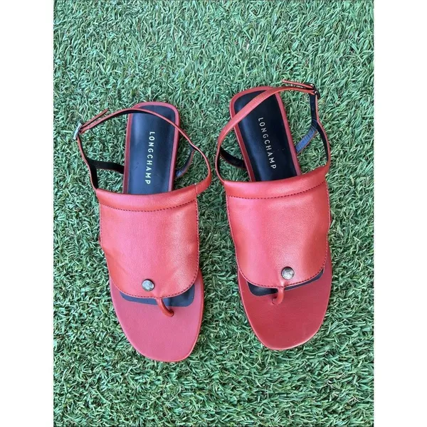 Longchamp’s New Collection of Flat Sandals, Burgundy, Size EU41/US10, NWOT - Image 2