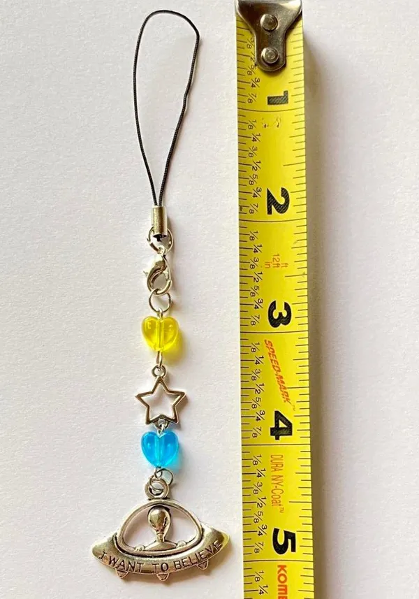 funny funky y2k Kawaii alien phone charm/strap/accessory/bag charm/display👽💙💛 - Image 4