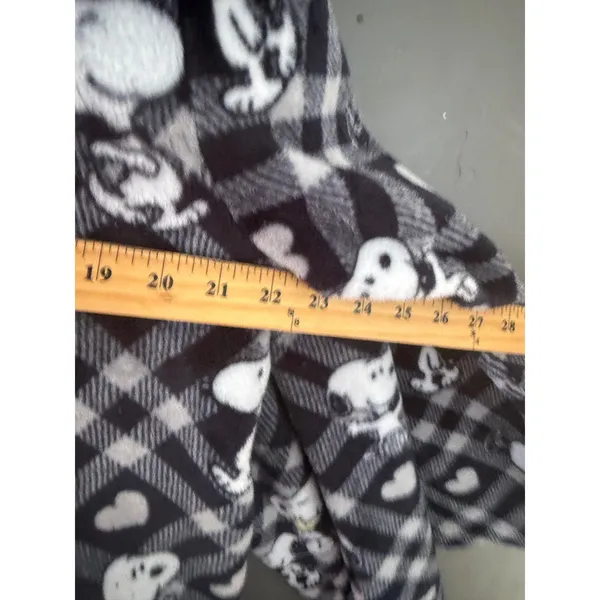 Munki Munki Peanuts Snoopy Fleece Pajama Set XL Black White Plaid Hearts Button - Image 5