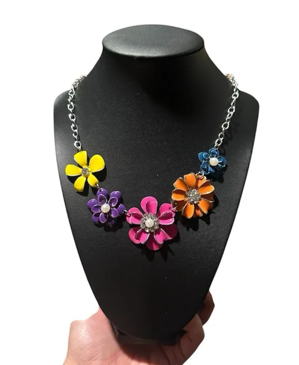Floral Multicolor Necklace Pink - Image 2