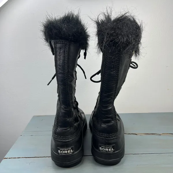 Sorel Tofino Black Waterproof Faux Fur Winter Snow Boots LL1804-010 Womens 6 - Image 6