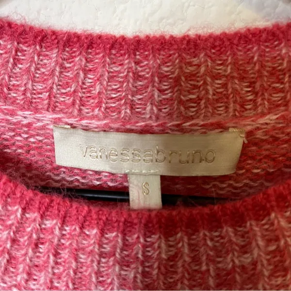 Vanessa Bruno Jaslin Marled Pink Sweater Button Shoulder‎ Baby Alpaca Size S - Image 9
