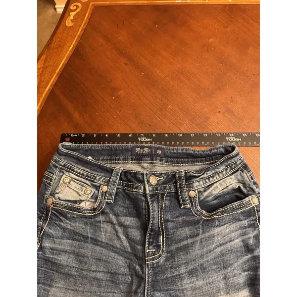 Miss Me Jeans, Slim Boot Women's Size 28 Blue, Denim, Gems Back Pocket, Flared - Image 8