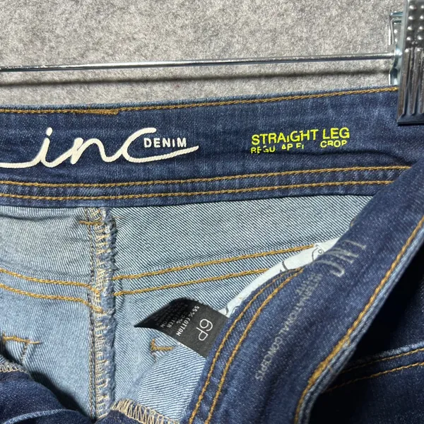 INC Denim Straight Leg Crop Jeans Dark Wash Mid Rise Stretch‎ Womens 6P Petite - Image 6