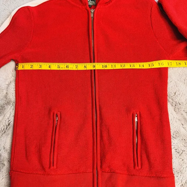 Ralph Lauren Active Red/White Hooded Zip Up Sweater Jacket Women's Size Medium‎ - Image 14