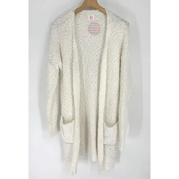 Wanna B Long Sleeve Popcorn‎ Sweater Cardigan with Pockets Medium Fluffy Cozy - Image 3