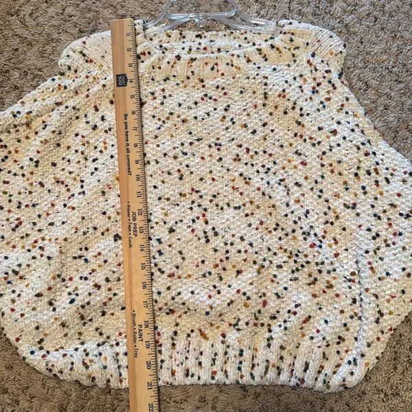 Ee:some Confetti‎ Cable Knit Sweater Womens S/M Ivory Chunky Colorful - Image 8