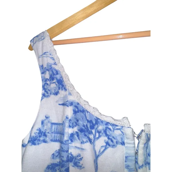 Japna Linen Blend Cottage Dress‎ Women's Medium Smocked Coquette Garden Party - Image 4