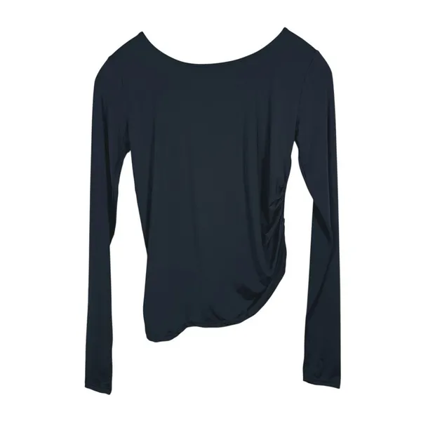 NWT Halara Twist Front V-Neck Long Sleeve Top Size M Black Minimal Athleisure - Image 3