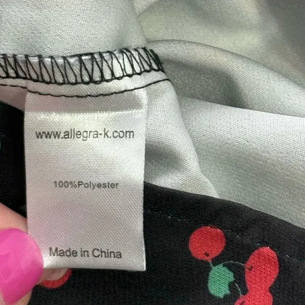 Allegra K Navy Blue Cherries Tie Shorts Sz M - Image 9