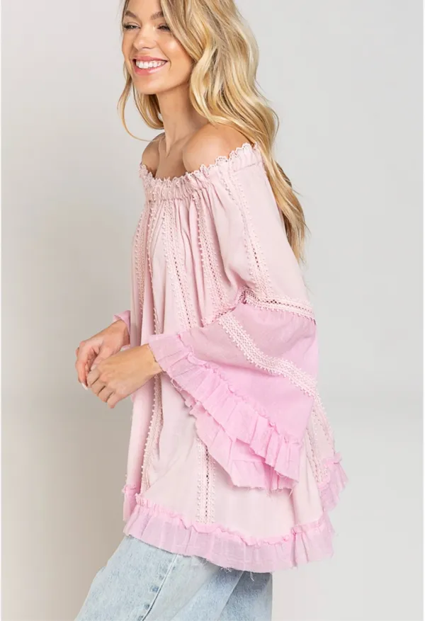 POL Off-The-Shoulder Distressed Top - Image 2