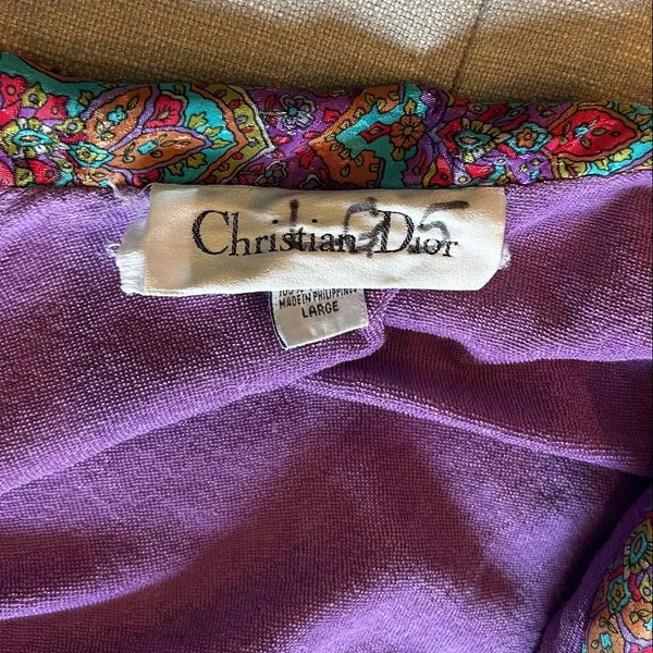 Christian Dior Vintage 80’s Pink Floral Pattern Printed Satin Robe Size Large - Image 7