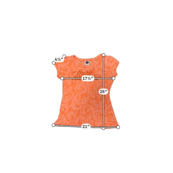 Harley-Davidson Nags Head NC Orange Swirl Graphic Tee Womens XL Made in USA - Image 6