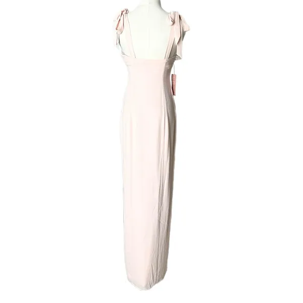 NEW BHLDN Blush Pink Antonia Georgette Tie Strap Maxi Dress Bridesmaid Gown Sz 0 - Image 4