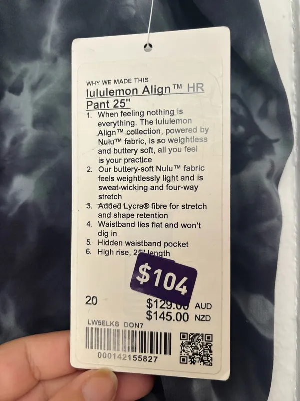 Lululemon Align High Rise Pant 25” Diamond Dye Silver Blue Tidewater Size 20 - Image 5