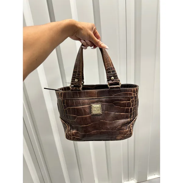 Dooney & Bourke Brown Croc Embossed Leather Small Satchel Bag J6277024 - Image 2
