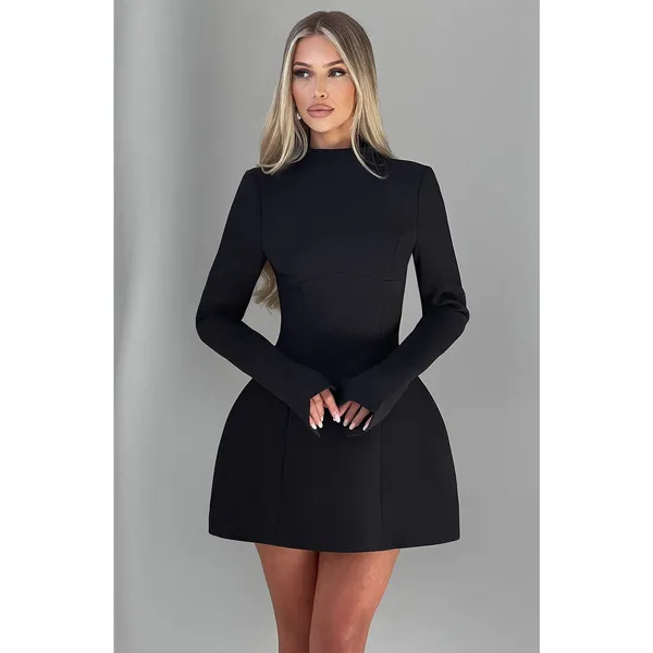 NWT Babyboo Kelly Black Cutout Back Long Sleeve Bodycon Mini Dress Women Size XS - Image 7