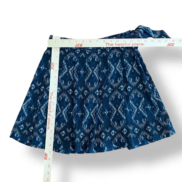 Abercrombie & Fitch Geometric Tie‎ Belt Mini Skirt Womens Size S Blue Cream - Image 3