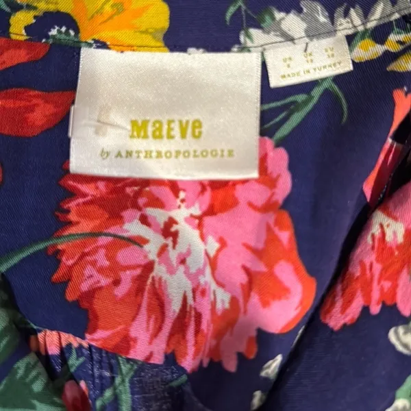 Maeve Anthropologie Blue Floral Top - Image 3