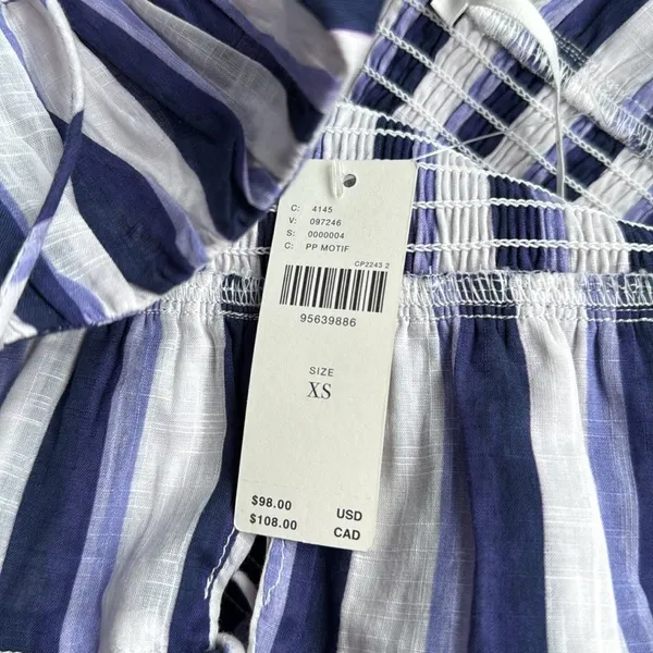 NWT Anthropologie Tiered Smocked Mini Dress vacation Resortwear stripe XS - Image 3