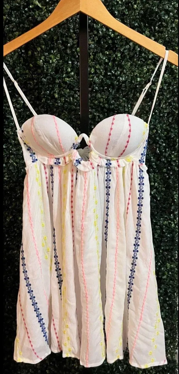 Flowers Bloom Embroidered Bustier Dress - New Collection - Image 7