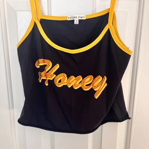 Urban Outfitters / Future State Honey Rhinestone Cropped Tank Top - Image 3