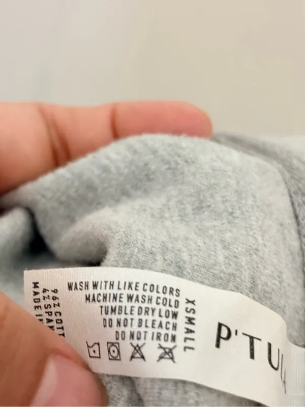 P’Tula Heather Gray Full Zip Athletic Hoodie XS Logo Zip Up Sweatshirt - Image 9