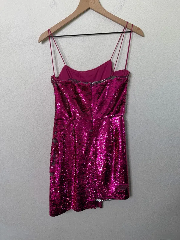 Derek Lam 10 Crosby Sequin Reversible‎ Cocktail Dress Hot Pink Womens Size 4 - Image 9