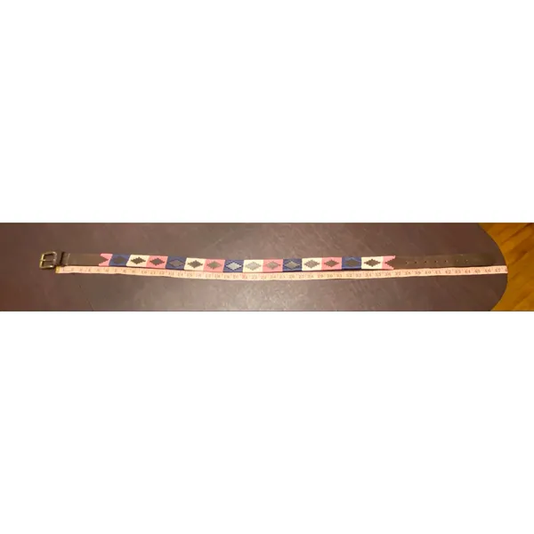 Pampeano Dulce Argentine Leather Woven Belt Pink Navy Cream Brown XL 38"-44" - Image 11