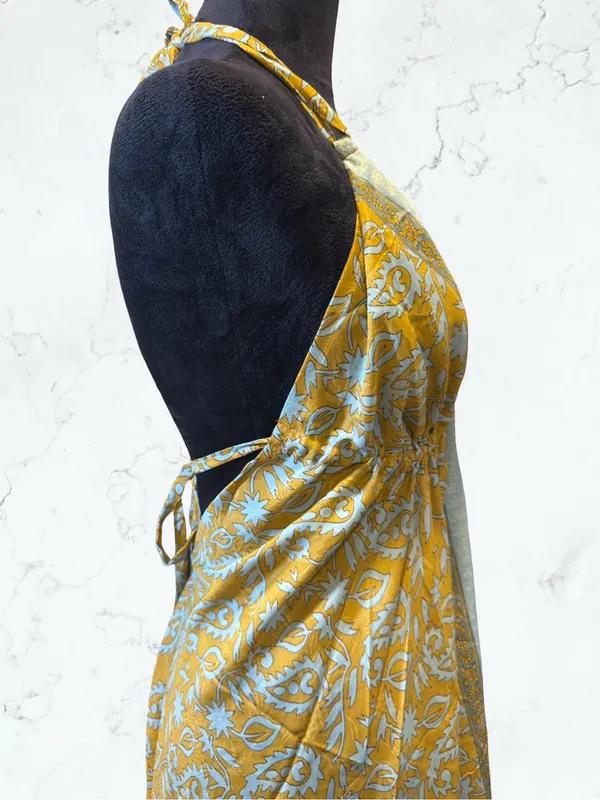 OCEAN BLUE APPAREL Halter Maxi Dress Boho Bohemian Paisley Shimmer Open Back - Image 9