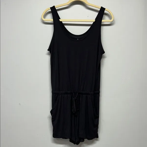 Tommy John Black Lounge Romper Sleeveless Drawstring Soft Modal Size Small - Image 2
