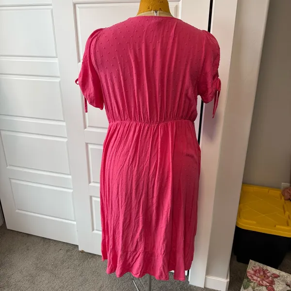 Torrid Midi Swiss Linen Surplice Dress Honeysuckle Pink 2X Valentines Day - Image 12
