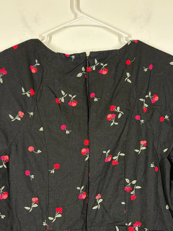 Gap Linen Blend Cherry Mini Dress Size XL - Image 5