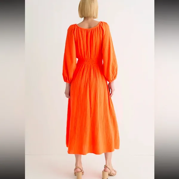 J.Crew V-Neck Midi Dress in Soft Gauze Size Medium - Image 2