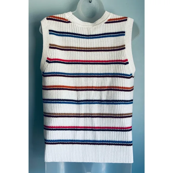 St. John's Bay Knit Sweater Vest Striped Women's Medium - Image 6