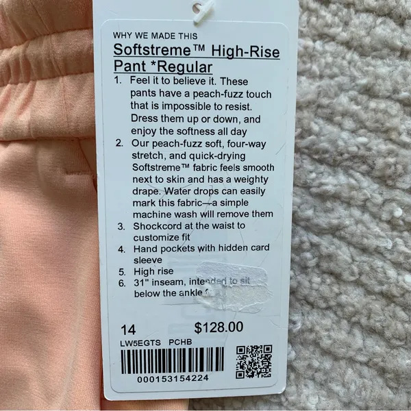Lululemon Softstreme High-Rise Pants Peach Orange NWT Size 14 - Image 4