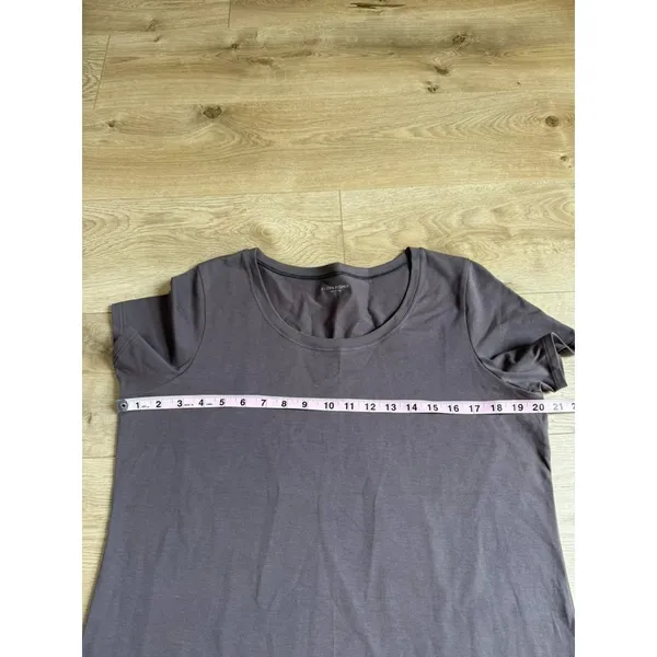 EUC Eileen Fisher organic cotton lycra brown short sleeve t-shirt stretch size L - Image 5