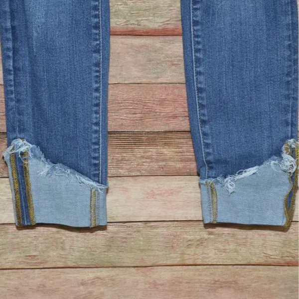 Judy Blue Skinny Jeans Ladies 3 26 Distressed Stretch Denim Pants Raw Cuffed Hem - Image 4