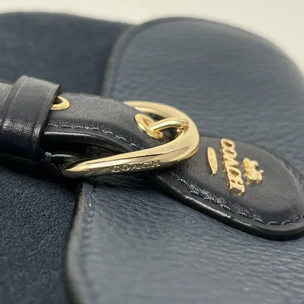 Coach Kleo Crossbody Navy Blue Suede Denim Leather Chain Gold Strap Mini Purse - Image 3