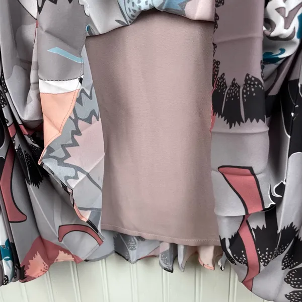 REISS Lolita Montage Accordion Pleated Skirt Women's Size 8 Abstract Print Artsy - Image 10