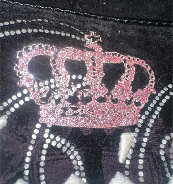 Juicy Couture Y2K Black Velour Crossbody Bag - 2011 Vintage Pink Sparkles - Image 4