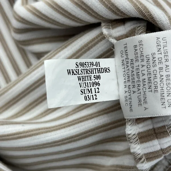 Banana Republic Brown White Striped Midi Dress 10 Sheath Career Workwear Chic - Image 8
