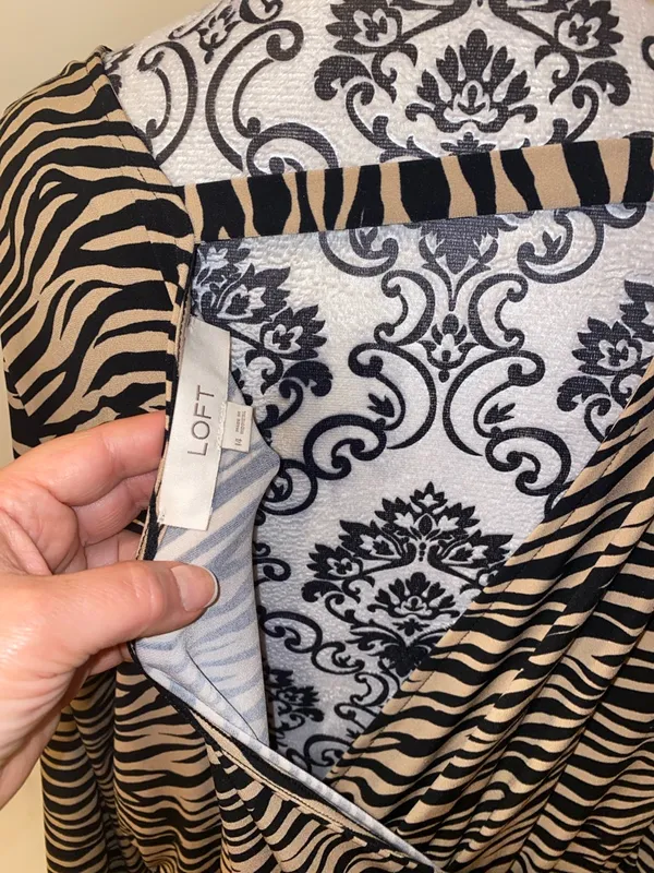 LOFT Animal Print Long Sleeve Maxi Dress Size 14 Stretch Like New - Image 9