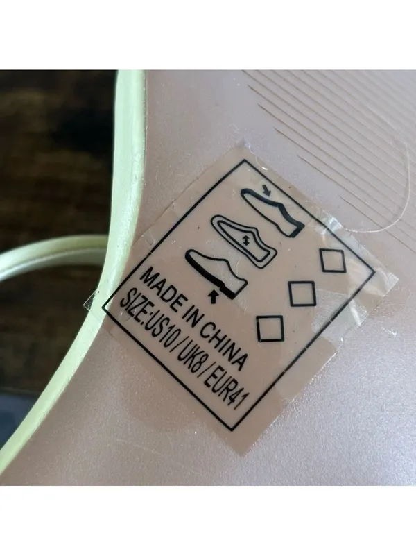 Qupid‎ Strappy Block Heel Slide Sandals Size 10 Cream Square Toe Minimalist - Image 9