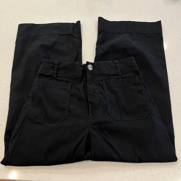 Maeve The Colette Ponte Crop Wide-Leg Pants Black‎ Linen Blend Size 30 - Image 5