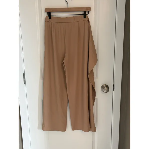 Halara Tan Asymmetrical Ruffle Wide Leg Trousers Pants Small Petite NWT 8YZ5V - Image 6