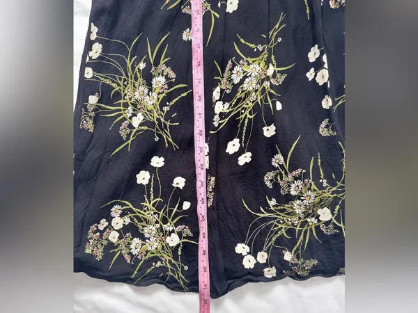 Reformation Kourtney Veuve Floral Midi Dress Black Petite 4P Tie Strap Slit - Image 12