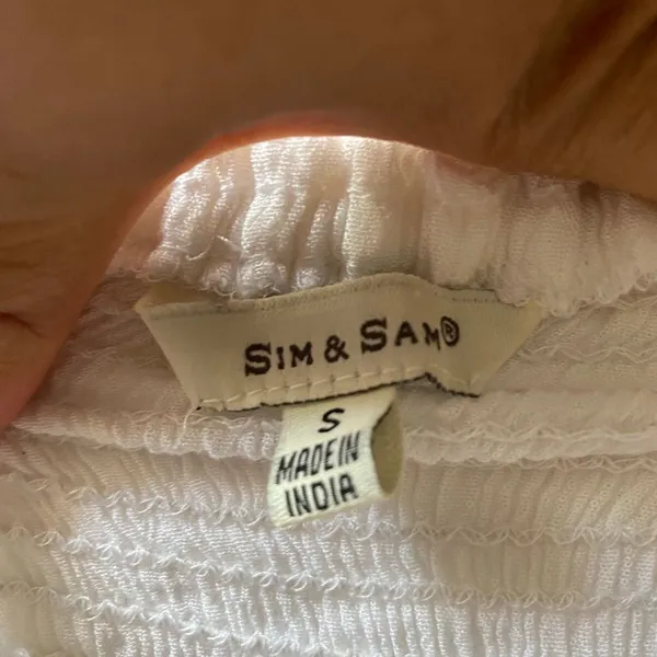 Sim & Sam White Peasant Crop Top Size S Long Sleeve Boho Cottagecore - Image 4